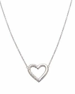 Judith Ripka Heart Link Silver Braided Heart Necklace Women