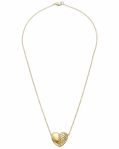 Judith Ripka Heart Link 14K Over Silver White Topaz Zig Zag Heart Necklace Women - Image 2