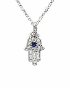 Judith Ripka La Petite Silver 0.12 Ct. Tw. Gemstone Pendant Necklace Women