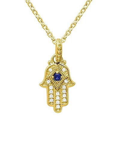 Judith Ripka La Petite 14K Over Silver Blue Corundum Hamsa Pendant Necklace Women