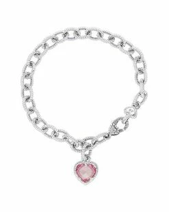 Judith Ripka La Petite Silver CZ Heart Dangle Bracelet Women