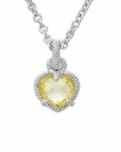 Judith Ripka La Petite Silver CZ Heart Pendant Necklace Women