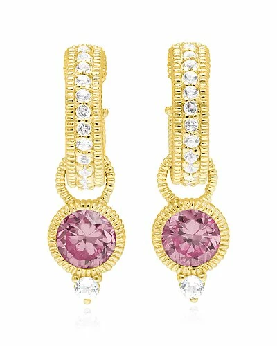 Judith Ripka La Petite 14K Over Silver White Topaz CZ Round Earrings Women