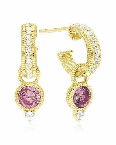 Judith Ripka La Petite 14K Over Silver White Topaz CZ Round Earrings Women - Image 2