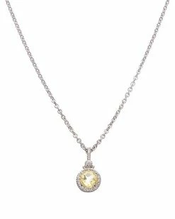 Judith Ripka La Petite Silver White Topaz CZ Pendant Necklace Women