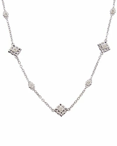 Judith Ripka La Petite Silver White Topaz Station Chain Necklace Women