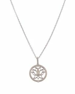 Judith Ripka Little Jewels Silver White Topaz Lotus Flower Pendant Necklace Women