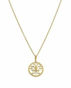 Judith Ripka Little Jewels 14K Over Silver White Topaz Lotus Flower Pendant Necklace Women