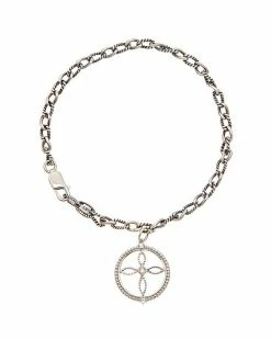 Judith Ripka Little Jewels Silver White Topaz Open Cross Bracelet Women