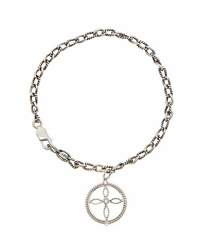 Judith Ripka Little Jewels Silver White Topaz Open Cross Bracelet Women