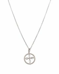 Judith Ripka Little Jewels Silver White Topaz Cross Pendant Necklace Women