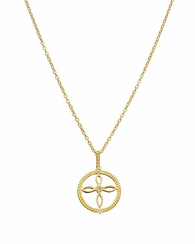 Judith Ripka Little Jewels 14K Over Silver White Topaz Cross Pendant Necklace Women