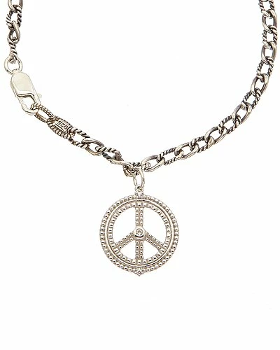 Judith Ripka Little Jewels Silver White Topaz Peace Sign Bracelet Women - Image 2