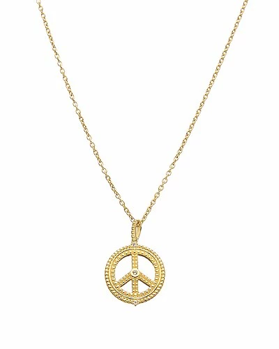 Judith Ripka Little Jewels 14K Over Silver White Topaz Peace Sign Pendant Necklace Women