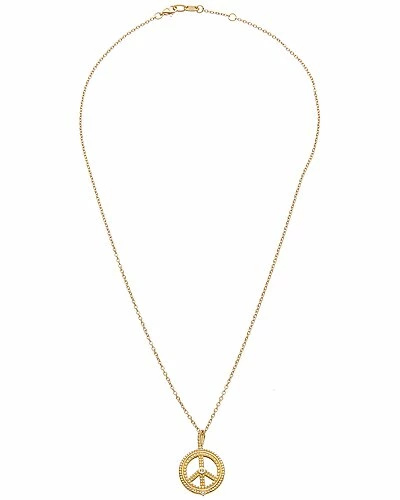 Judith Ripka Little Jewels 14K Over Silver White Topaz Peace Sign Pendant Necklace Women - Image 2