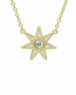 Judith Ripka Little Jewels 14K Over Silver White Topaz Star Pendant Necklace Women