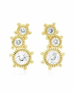 Judith Ripka Lore 14K Over Silver White Topaz 3-Stone Studs Women