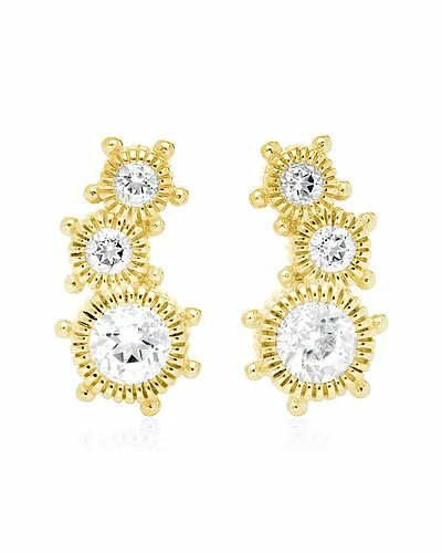 Judith Ripka Lore 14K Over Silver White Topaz 3-Stone Studs Women