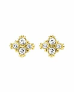 Judith Ripka Lore 14K Over Silver White Topaz Studs Women