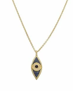 Judith Ripka Lucky 14K Over Silver Gemstone Evil Eye Pendant Necklace Women