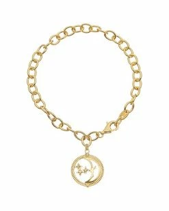 Judith Ripka Little Jewels 14K Over Silver White Topaz Moon & Star Bracelet Women