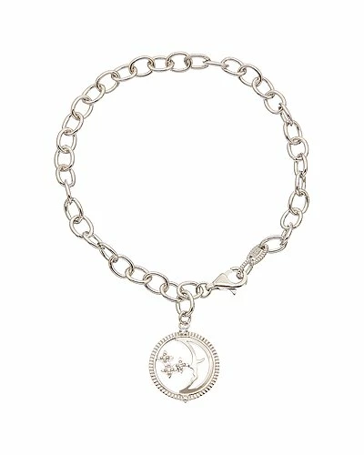 Judith Ripka Little Jewels Silver White Topaz Moon & Star Bracelet Women