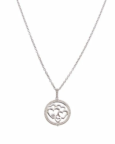 Judith Ripka Little Jewels Silver White Topaz Heart Charm Necklace Women