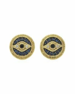Judith Ripka Little Jewels 14K Over Silver Gemstone Evil Eye Studs Women