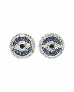 Judith Ripka Little Jewels Silver Gemstone Evil Eye Studs Women
