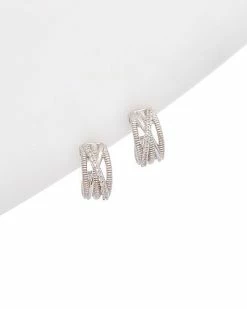 Judith Ripka Aura Silver White Topaz Small Hoops Women