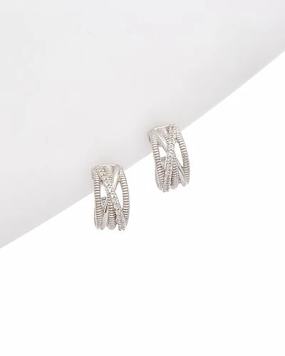 Judith Ripka Aura Silver White Topaz Small Hoops Women